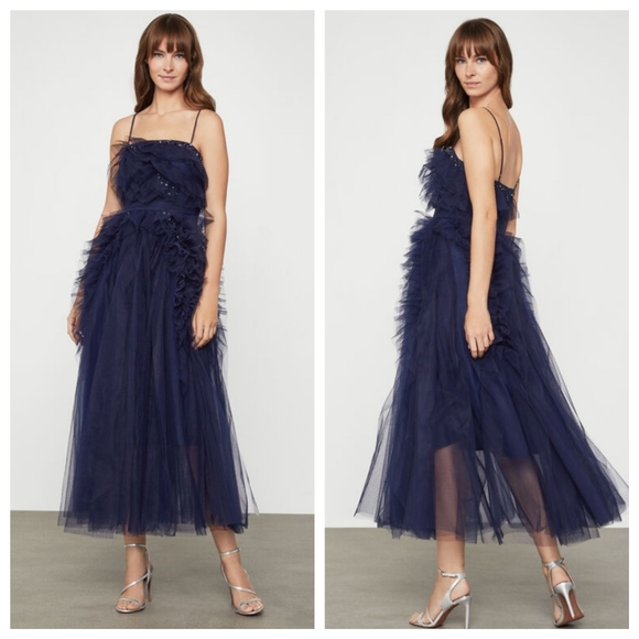 NEW BCBGMAXAZRIA Navy Tulle Swarovski Crystals Formal Dress Gown #IBA6269234 - Picture 2 of 12